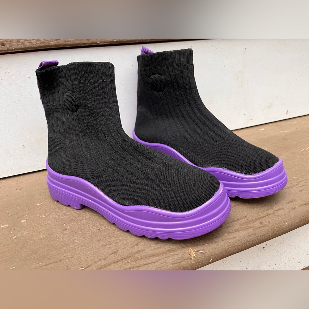Funky purple y2k sock boots